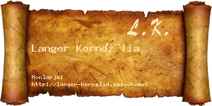 Langer Kornélia névjegykártya